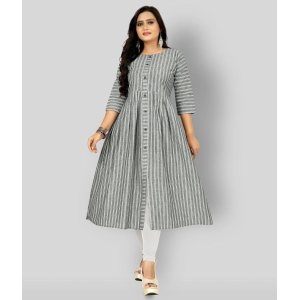 Rangrasiya - Light Grey Cotton Women's Front Slit Kurti ( Pack of 1 ) - M