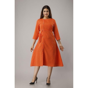 frionkandy-orange-cotton-blend-womens-front-slit-kurti-pack-of-1-none