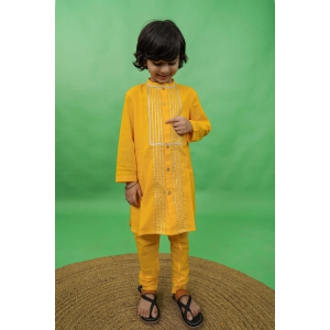 Boys Kurta Set Gotapatti - Yellow 9Y