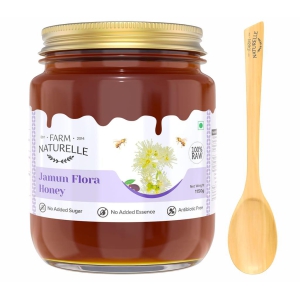 Farm Naturelle Jamun Flower Wild Forest Honey 1000g+150gm Extra |100% Pure Honey| Raw & Unfiltered|Unprocessed|Lab Tested Honey In Glass Jar with Extra Spoon