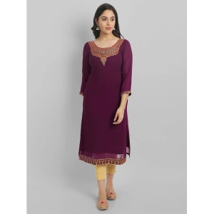 JASH CREATION Georgette Embroidered A-line Womens Kurti - Purple ( Pack of 1 ) - None