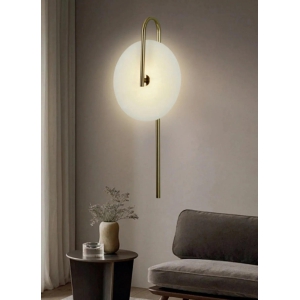 Hdc Gold Marble Modern Led Long Drum Wall Lamp Bedside Light - Warm White