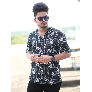 Men Regular Fit Rayon Printed Half Sleeve Casual Shirt-Satin / L