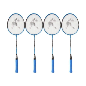 Hipkoo Sports High Quality Wide Body Aluminum Badminton Group Racket, Ideal for Beginner, Flexible, Lightweight & Sturdy (Blue, Set of 4)