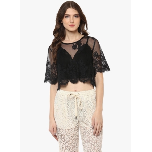 PORSORTE LACY CROP TOP-XL / BLACK