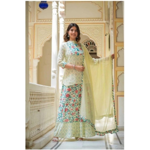 Sacrifice Cotton Ethnic Top Skirt With Dupatta Set