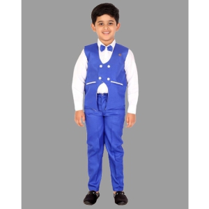 DKGF Fashion - Navy Blue Cotton Blend Boys Shirt & Pants ( Pack of 1 ) - None