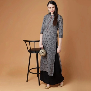 PANNKH Grey Handloom Buddha Straight Kurta-S