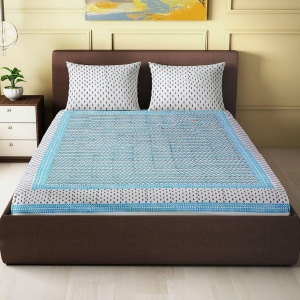 Blue Stripe Design - Block Printed  King Size Bed sheet