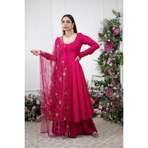 Neon Pink Anrakali Set-L / Pink