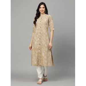 Stylum Rayon Printed Front Slit Womens Kurti - Beige ( Pack of 1 ) - None