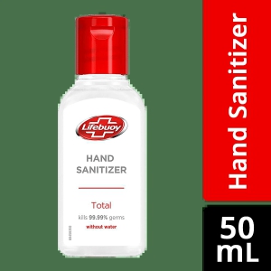 Lifebuoy Total Hand Sanitizer - Alcohol Based, Kills 99.99% Germs Without Water, 50 Ml Bottle