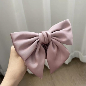 big bow satin scrunchie-pink