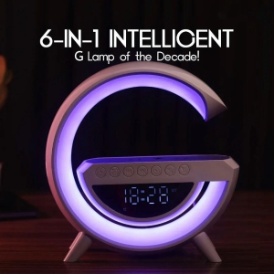 G-Shape LED Wireless Charging Speaker Lamp-Wireless Charger (Big LED Display)