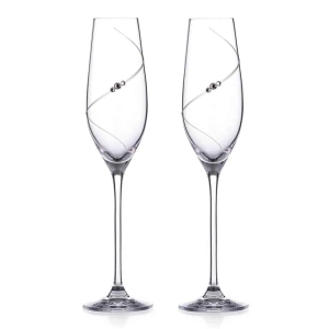 Silhouette Champagne Flute Adorned with Swarovski® Crystals – Set Of 2 - Made in United Kingdom