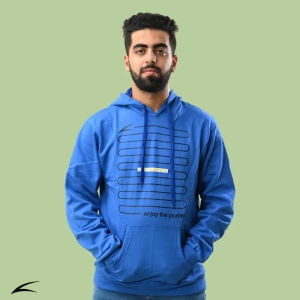 Cozy Blue Winter Hoodies for Men, With Front Kangaroo Pockets-M