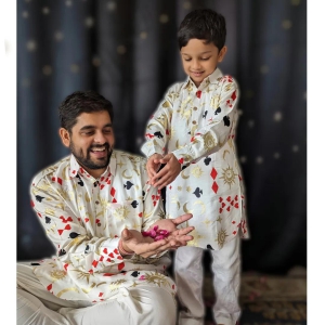 Viscose Silk Pathani Kurta for Boys, Men | Taash Ke Patte-4-5Y