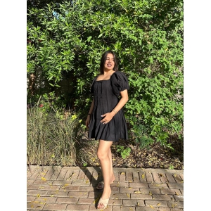 Black Pleated Short Dress-2XL