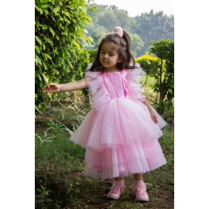 Cutedoll Pink Net Kids Frock Dress-6-12 Month