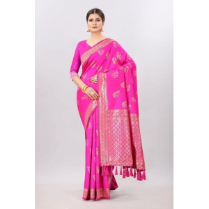 Pink-GoldTonedBanarasiSilkWovenDesignSaree