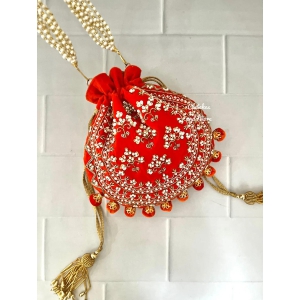 Orange Ball Tassles Potli