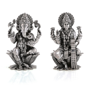 Pure silver laxmi ganesh Idol with certificate of Purity. BIS hallmarked and cerified Silver idol-10 inches