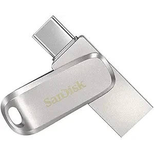 SanDisk 128GB SDDDC4 Ultra Dual Drive Luxe USB 3.1 Type-C Metal Pendrive (Silver)