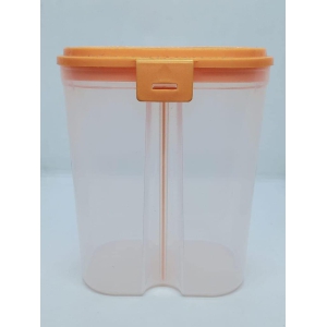 NURAT Storage Container 2 Sections Air Tight Transparent Lid Suitable for Kitchen Cereal, Flour, Sugar, Coffee, Rice, Nuts, Snacks, Dry Food (2000 ML, Multi-Color)