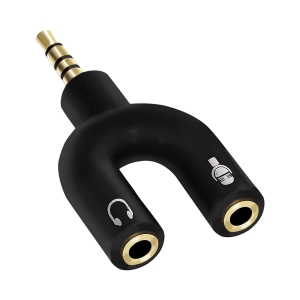 Lapster U-Shape Audio Jack Splitter, Headphones with Mic, 3.5 mm Jack Splitter (Black) - 1 Pieces