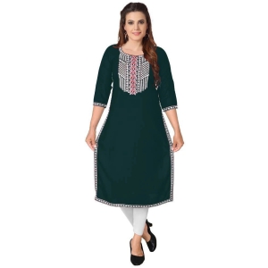 Kapadia - Green Rayon Womens Straight Kurti ( Pack of 1 ) - None