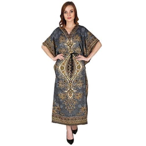 Ukal Women's Polyester Paisley Maxi Kaftan