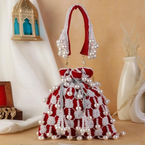 Pearls Potli Bags-RED