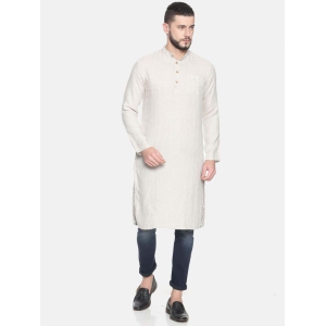 Men Beige Hemp Long Kurta