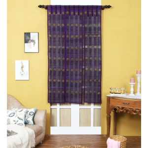 Three Panel Bamboo Curtain - Purple-10 ft length / Purple