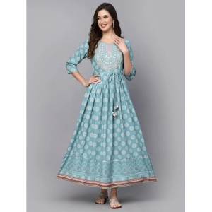 Stylum Rayon Printed Anarkali Womens Kurti - Blue ( Pack of 1 ) - None