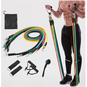 Double Toning Resistance Tube - Heavy Quality Exercise Band for Stretching