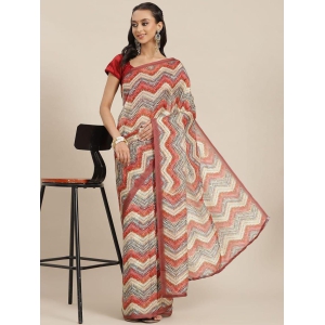 Women's Digital Printed Colorblock Saree With Unstitched Blouse Piece