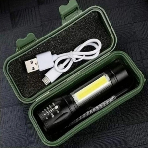 Mini USB Rechargeable Torch Light Super Bright Pocket Mini Zoom COB USB Charging Torch Led Flashlight Waterproof Torch Lights Torch Light with 3 Modes Adjustable-Pack of 1 ( High Selling )