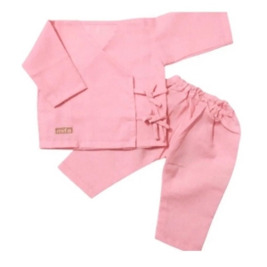 Baby Pink Cotton Kimono Set-0-3 Months