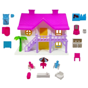 Humaira Plastic Funny Doll House Play Set for Girls Kids, Openable Door with Furniture Fixtures and Accessories