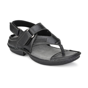 softio Black Synthetic Leather Sandals - None