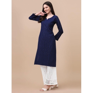 gufrina Viscose Embroidered Kurti With Palazzo Womens Stitched Salwar Suit - Navy ( Pack of 1 ) - None