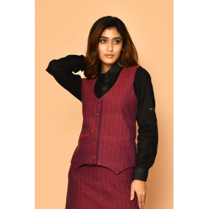 Serena handloom rounded V-neck women's cotton jacket