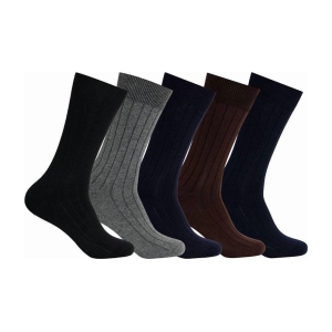 hicode Blended Men's Self Design Multicolor Mid Length Socks ( Pack of 5 ) - Multicolor