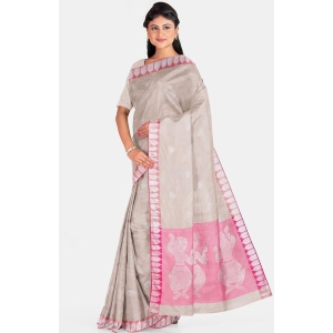 Handwoven Beige Pink Silk Saree