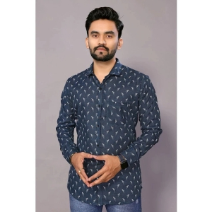 Anand Cotton Blend Regular Fit Printed Full Sleeves Mens Casual Shirt - Blue ( Pack of 1 ) - None