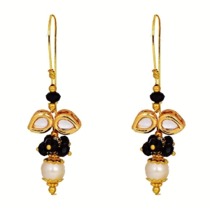 Abhaah Cute black handmade Butterfly indo western pearl crystal Kundan long fancy party wear hoop clip on Earrings for women and girls