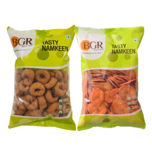 BGR Foods Combo Offer - Kodubale & Chilli Banana Chips (400g Pack of 2)