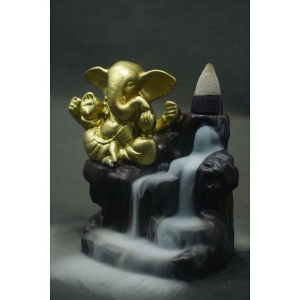 dogra-multicolor-polyresin-golden-ganesha-smoke-backflow-pack-of-1-figurine