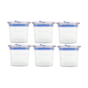 HomePro Fabio Airtight Transparent storage Plastic container pack of 6, Square, 600ml, Blue - Blue